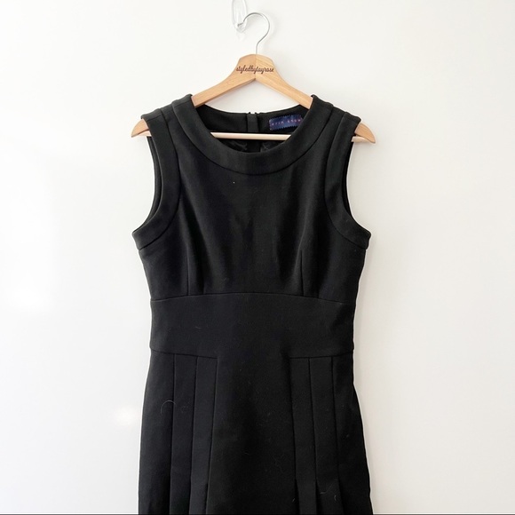 Erin Snow Black Wool Pleated Fit and Flare Dress - Picture 3 of 11